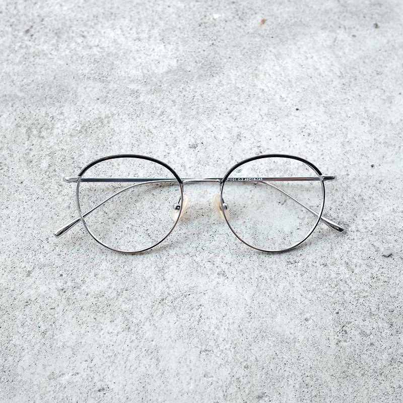 【目目商行】日本新框 钛金属＋板材 精致细框 超轻钛框 黑银 - 眼镜/眼镜框 - 其他金属 灰色