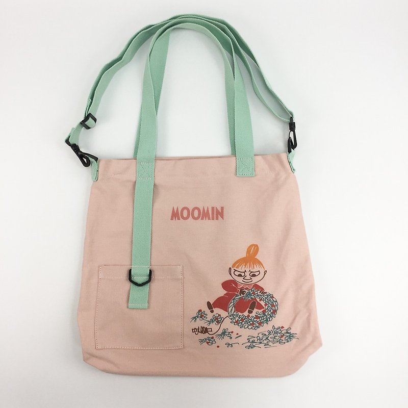 Moomin噜噜米授权-吊带款购物包(粉绿),CB9AE03 - 侧背包/斜挎包 - 棉．麻 红色