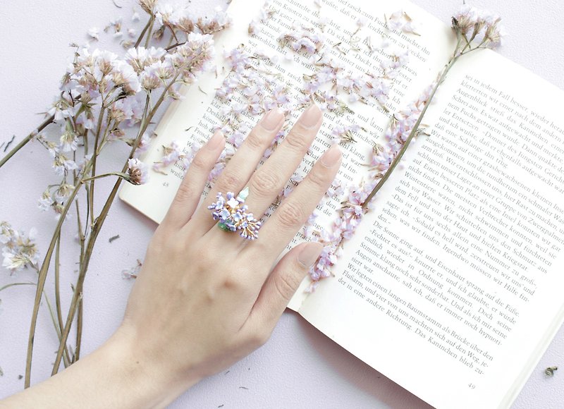 Lilac Ring , Flower Ring - 戒指 - 其他金属 紫色