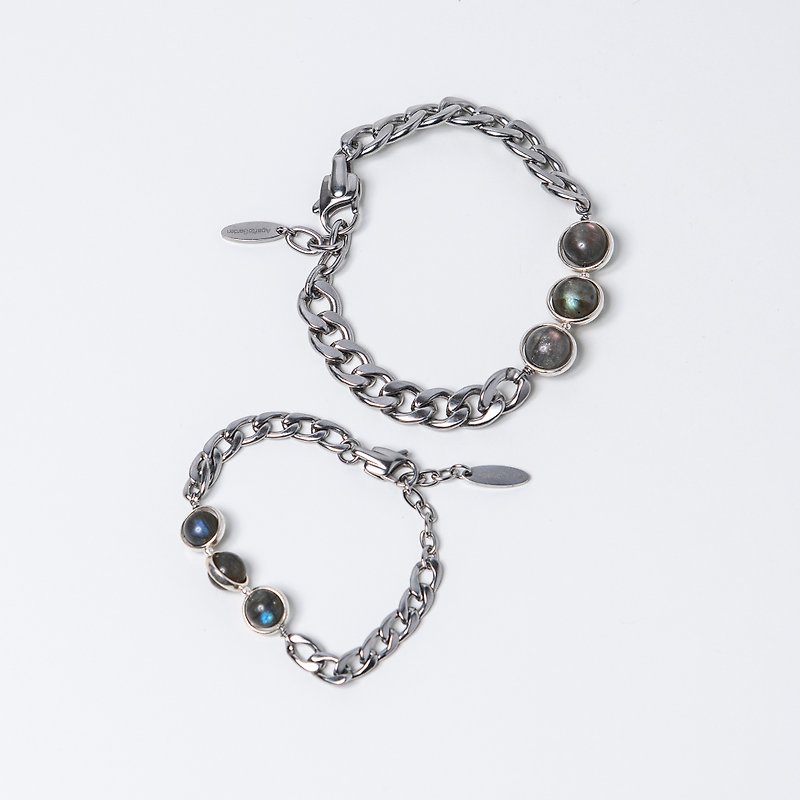 尼普顿不锈钢拉长石手链 Neptune stainless steel bracelet - 手链/手环 - 不锈钢 