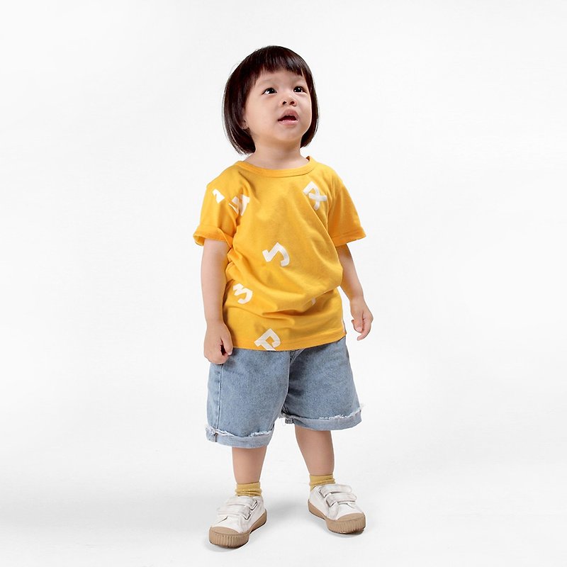 【童装】台湾的注音符号短袖印花T-shirt-黄色 - 童装上衣 - 棉．麻 黄色