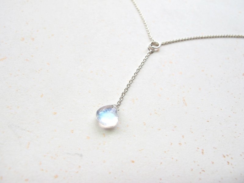 【项链系列-小水滴】月光石 x 925银饰 - 手创天然石系列 - 项链 - 宝石 蓝色