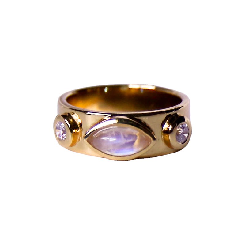 MIDAS — Moonstone Sterling Silver Ring in Gold - 戒指 - 其他金属 银色