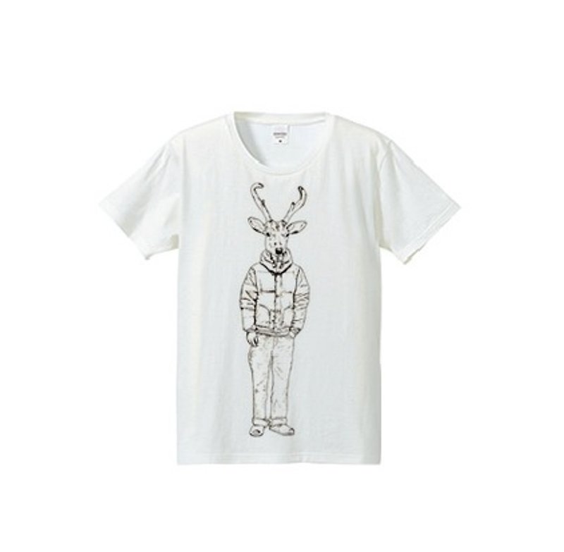 Deer PEN（4.7oz T-shirt） - 女装 T 恤 - 棉．麻 白色