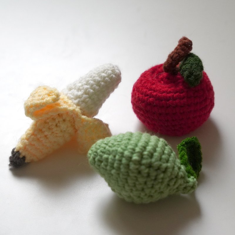 纯手工猫草钩针玩具 红苹果 黄香蕉 绿柠檬 - 玩具 - 棉．麻 