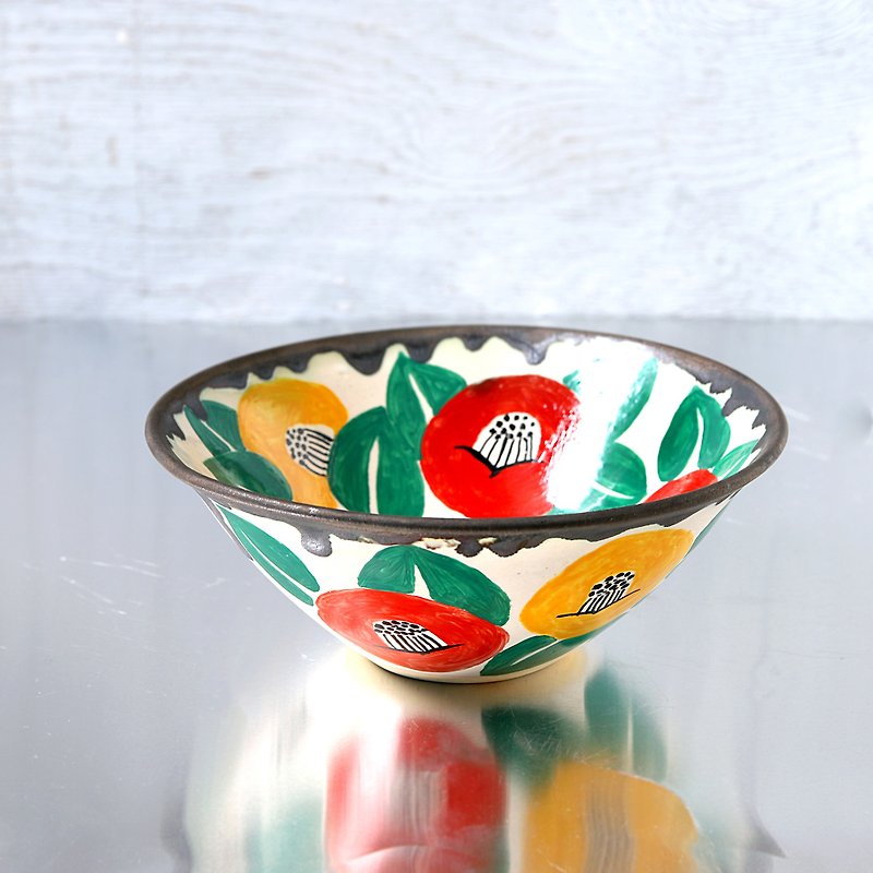 椿絵のbowl - 碗 - 陶 多色