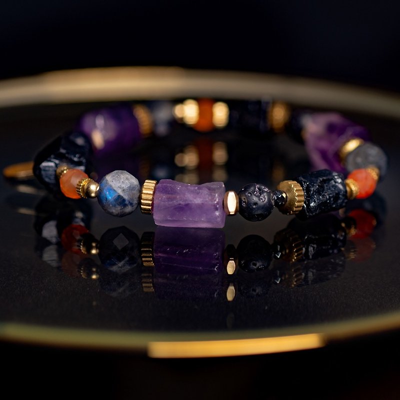 夜的守护神 // C1389紫水晶黑碧玺手链 - 手链/手环 - 宝石 