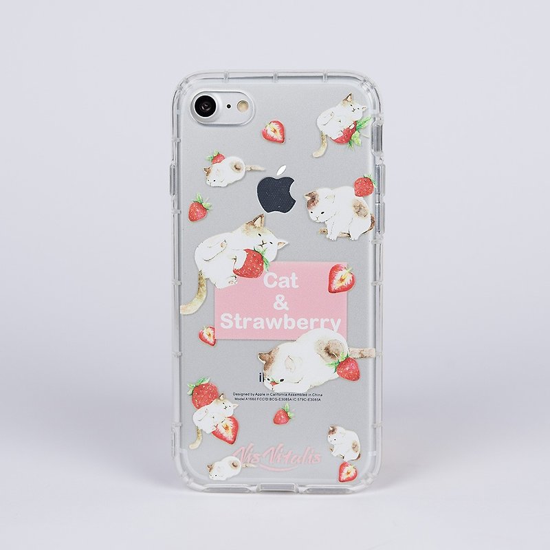 【果动系列 猫猫草莓】透明空压软壳 / 手机壳 - 手机壳/手机套 - 塑料 粉红色
