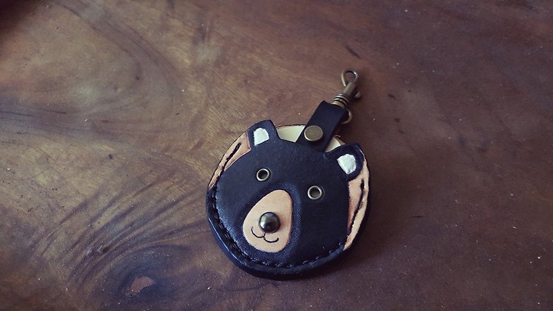 台湾黑熊 gogoro 钥匙 纯牛皮皮革套 - 钥匙链/钥匙包 - 真皮 黑色