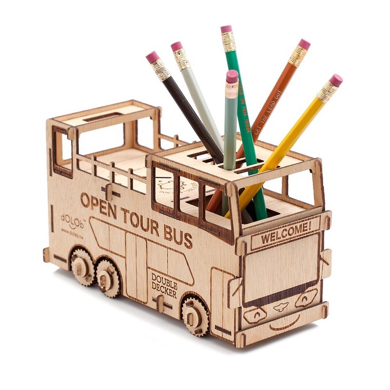 dOLOb-DIY木质-双层巴士笔筒+扑满-耶诞交换礼物 - 木工/竹艺/纸艺 - 木头 卡其色