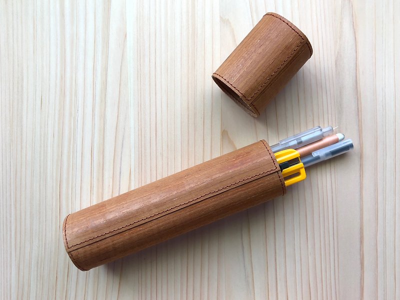 圆筒 铅笔盒_精选纯天然实木皮使用_扎实软木使用_设计师手工制作 - 铅笔盒/笔袋 - 木头 