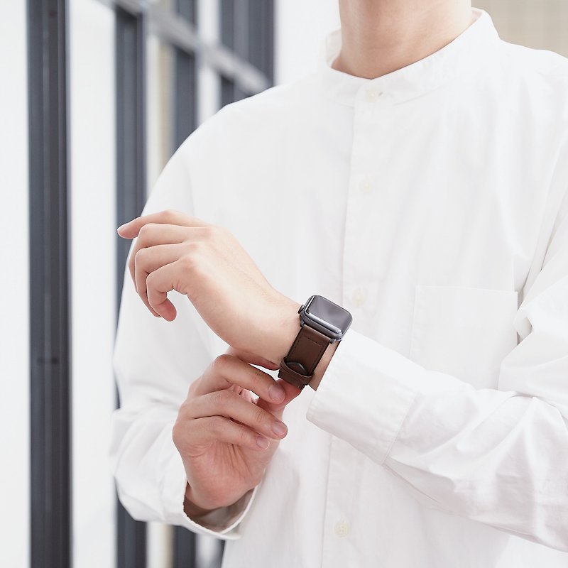 ELECOM 纯素皮革表带 Apple Watch 45/44/42mm 棕 - 表带 - 其他材质 咖啡色