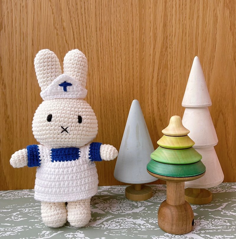 荷兰 Just Dutch | Miffy 米飞兔 编织娃娃和她的护士装 - 玩偶/公仔 - 棉．麻 白色