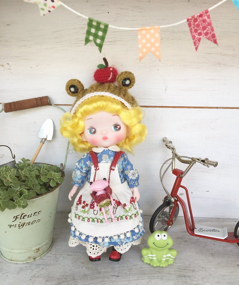 青蛙与一颗小苹果造型羊毛编织娃帽适合妹头MMC、Holala尺寸 - 帽子 - 羊毛 绿色