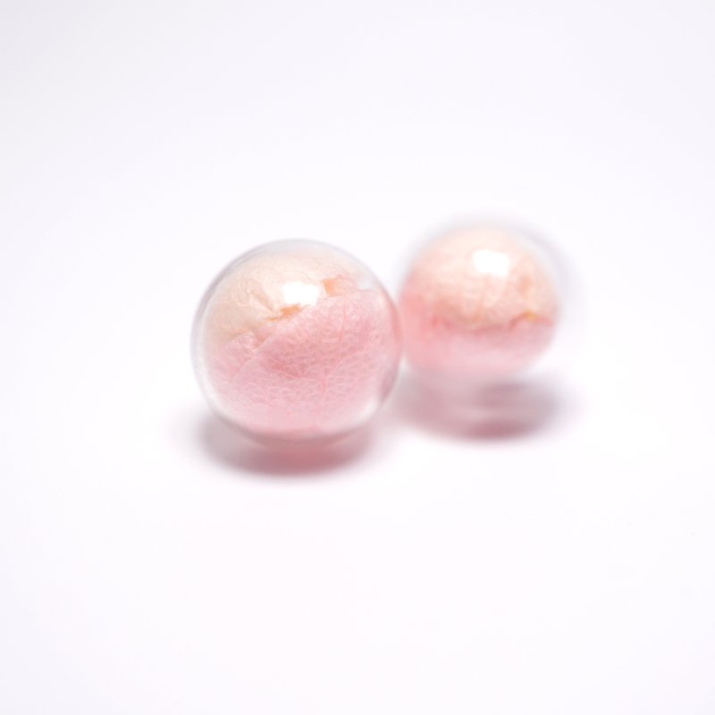 A Handmade 粉红色调绣球花玻璃球耳环 - 耳环/耳夹 - 玻璃 