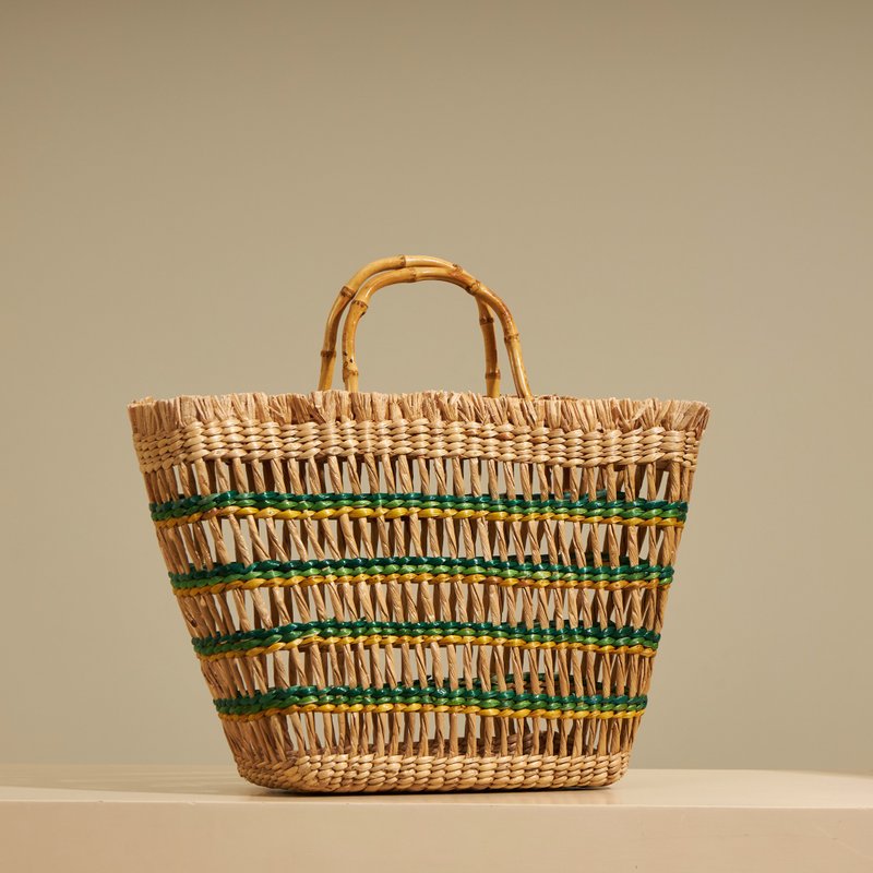 Parrot handwoven basket bag - lime - 手提包/手提袋 - 植物．花 绿色