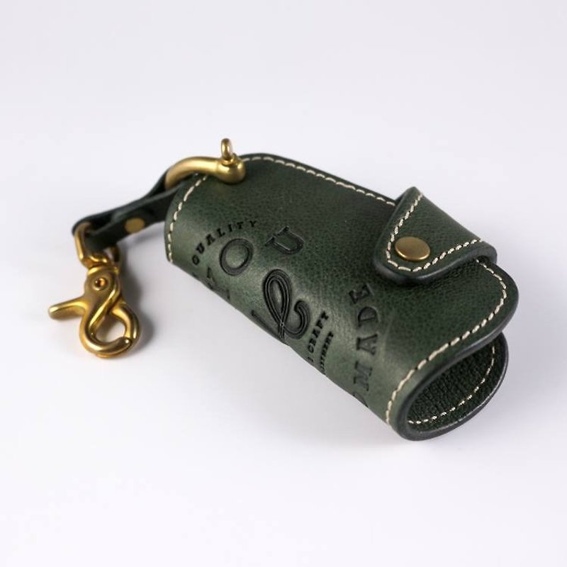 Leather Key Holder 皮革钥匙套-绿 - 钥匙链/钥匙包 - 真皮 绿色