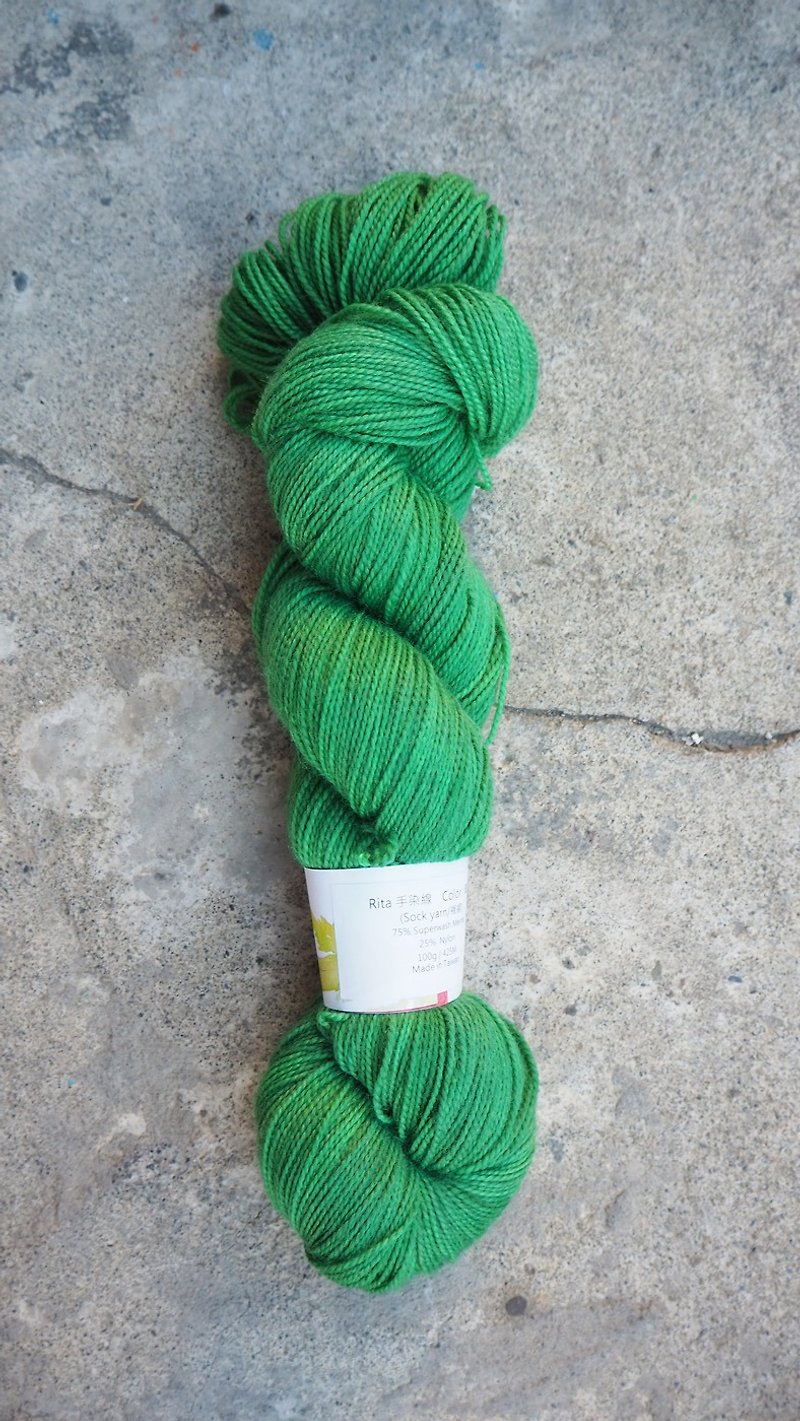 手染线。翠绿(Sock yarn/ 袜线) - 编织/刺绣/羊毛毡/裁缝 - 羊毛 绿色