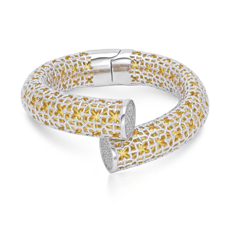 Nalikere Collection Silver Jewelry 925 Yellow Gold Plating with White Topaz - 手链/手环 - 宝石 银色