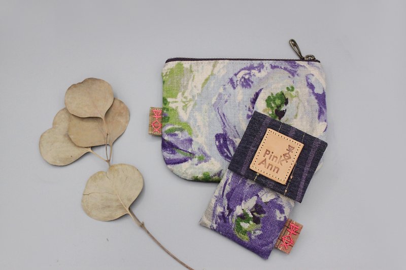 平安经典卡包-,油彩紫花(手感棉麻),名片包,悠游卡包直接过卡 - 证件套/卡套 - 棉．麻 紫色