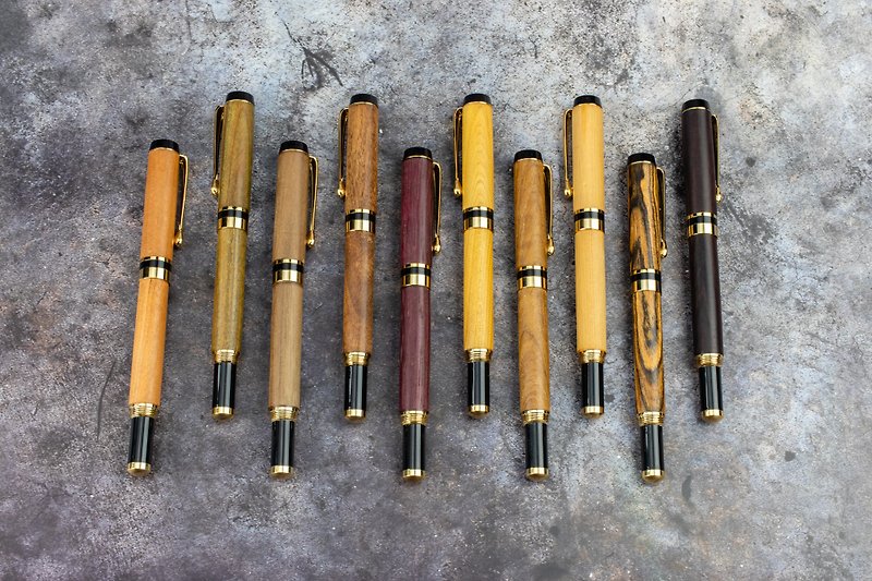 木制手工钢笔 含雷射刻字 定制化 木笔 木头笔 手工笔 黑金系列 - 钢笔 - 木头 多色