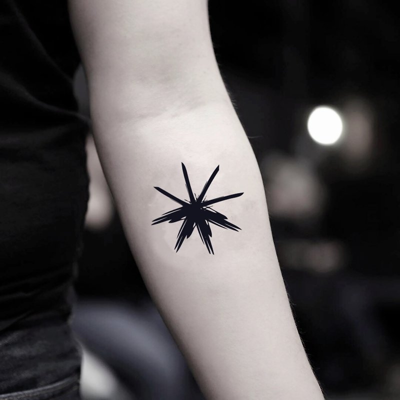 OhMyTat 星号 Asterisk 刺青图案纹身贴纸 (2 张) - 纹身贴 - 纸 黑色