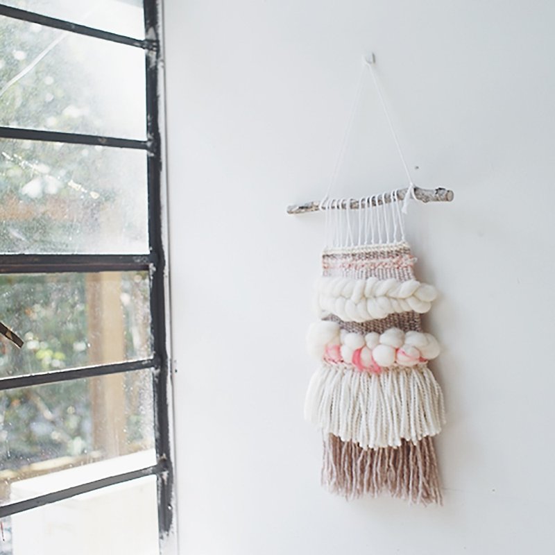 手工编织挂毯Blossom粉色 - 墙贴/壁贴 - 羊毛 粉红色