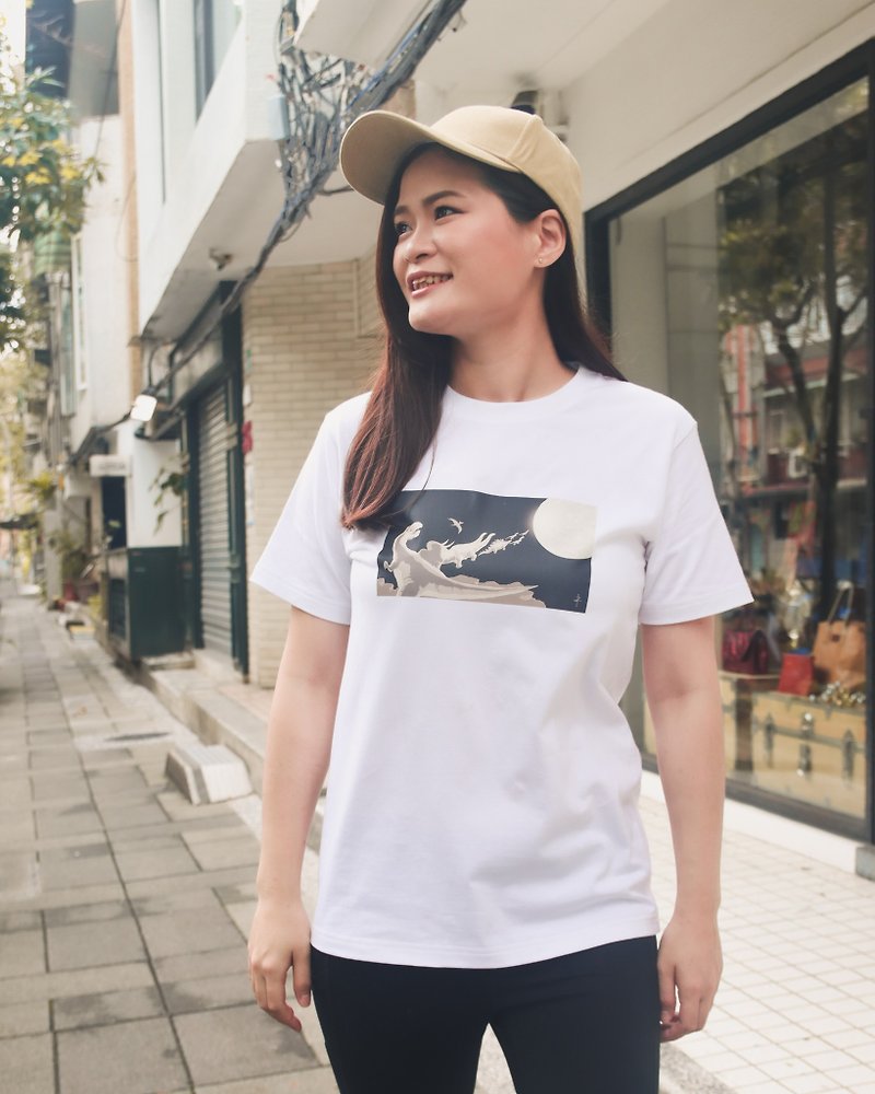 ZJ中厚磅经典短袖T恤 迁徙款恐龙人系列绘图设计 台湾制造MIT - 男装上衣/T 恤 - 棉．麻 白色