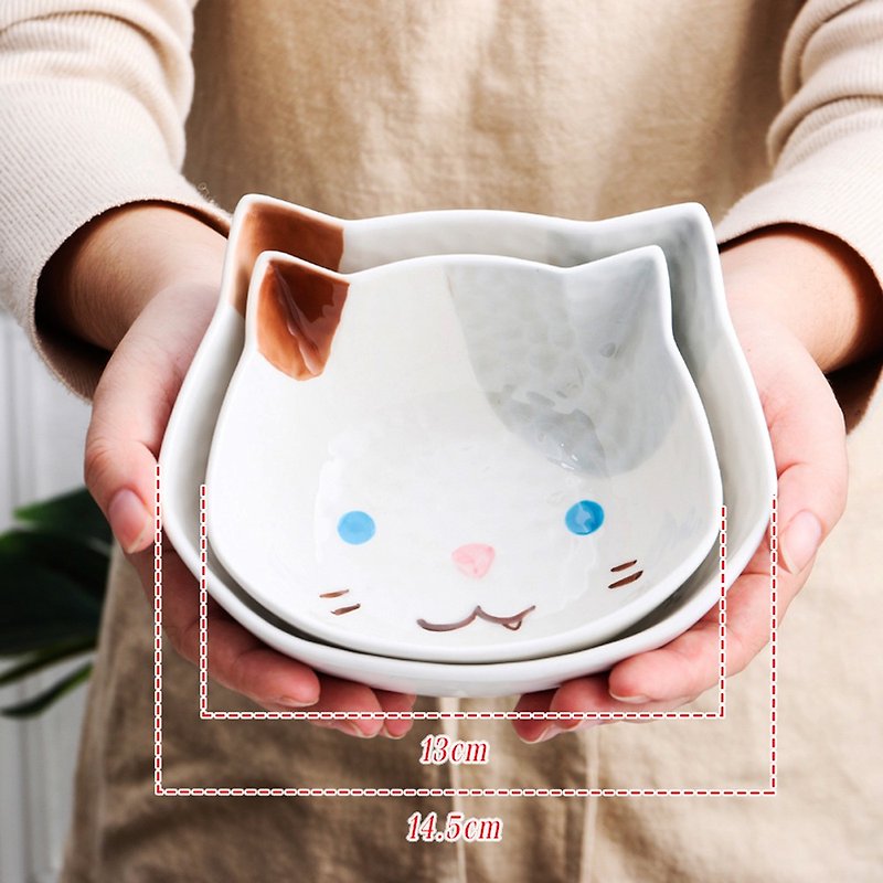 【OMORY】乡村田园陶瓷分隔餐盘/陶瓷碗/8.5寸盘/汤匙-俏皮猫 - 盘子/餐盘/盘架 - 其他材质 透明