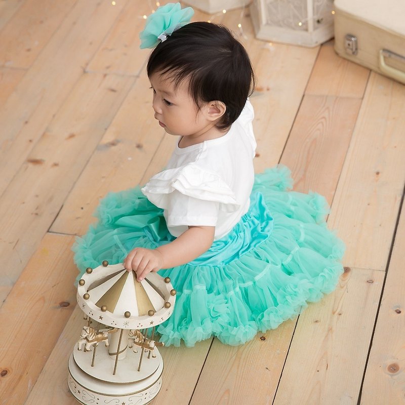 日安朵朵 女婴童雪纺蓬蓬裙 - 小美人鱼 - 童装裙 - 丝．绢 绿色