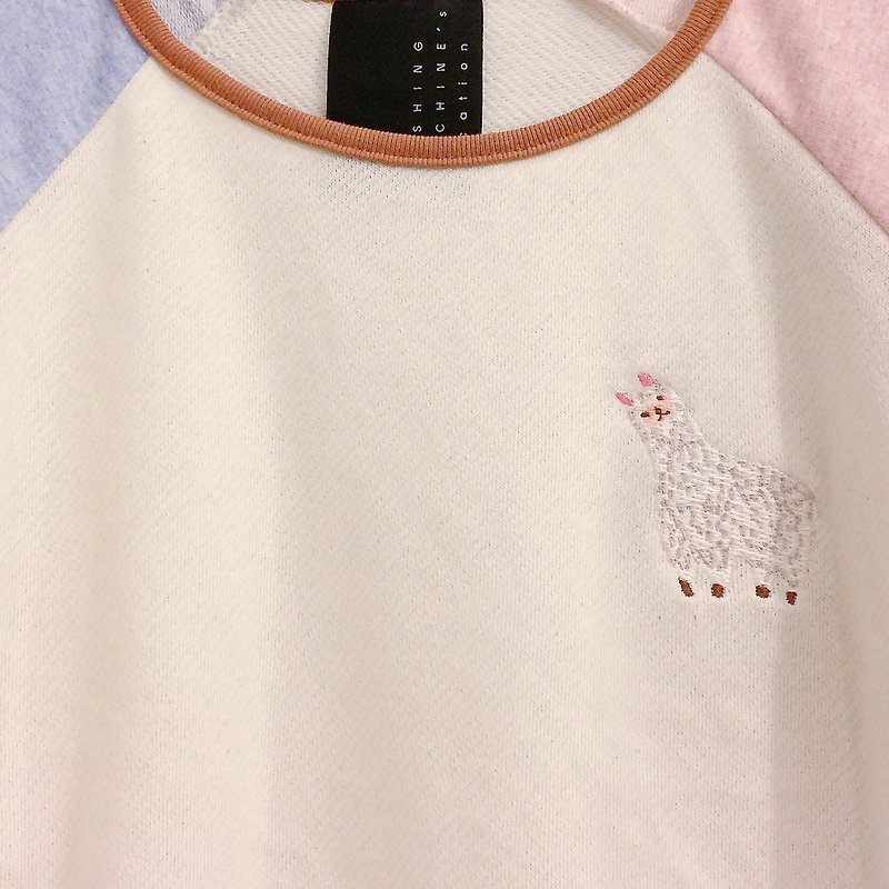 alpaca embroidery long sleeve -pastel - 女装上衣 - 棉．麻 多色