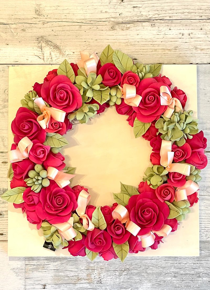 【ClayArt】eternal flower wreathe red cherry colorで冬を彩る - 植栽/盆栽 - 陶 红色
