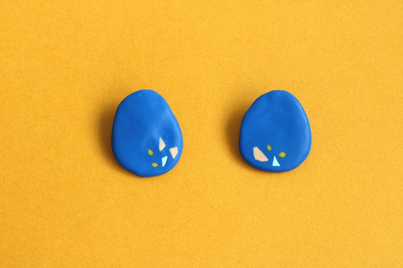 Hsin Hsiu Yao几何耳环-蓝色小几何 - 耳环/耳夹 - 纯银 蓝色