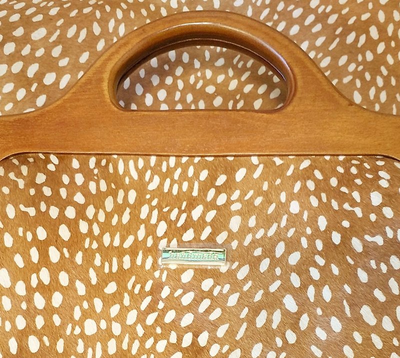 【LikeDeer】原创打版设计手工缝制真皮拼接木口金包 - 手提包/手提袋 - 真皮 橘色