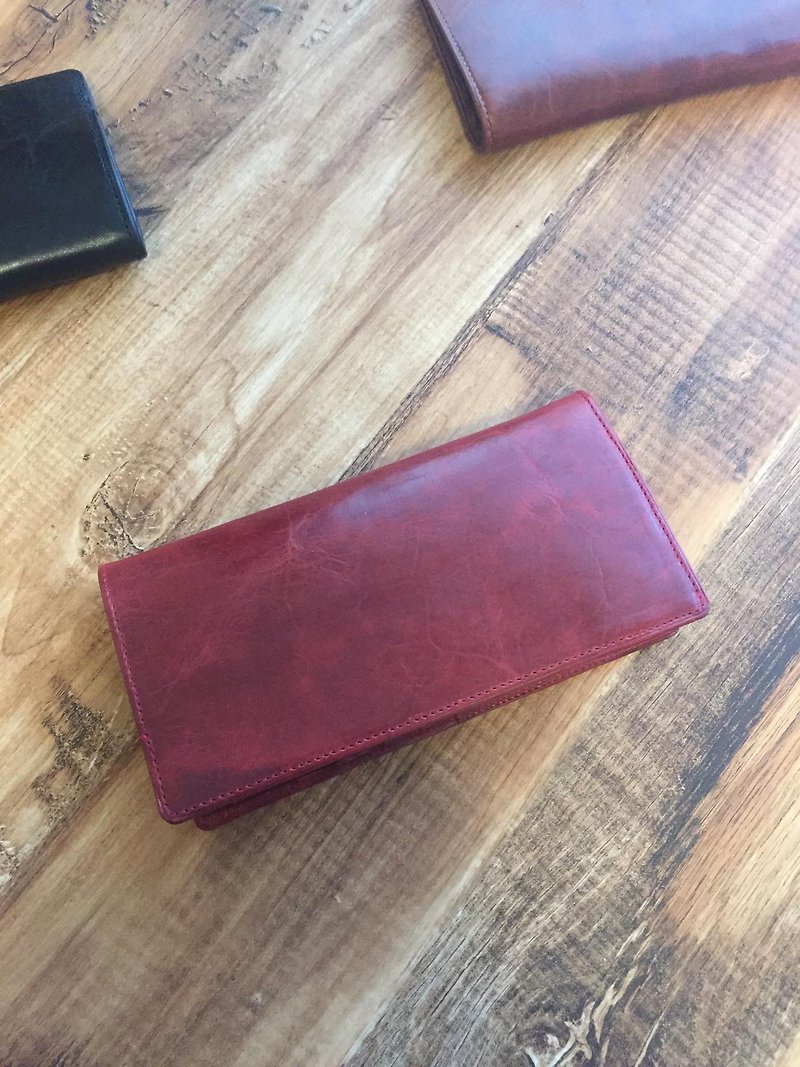 BASICロングウォレットRED - 皮夹/钱包 - 真皮 红色