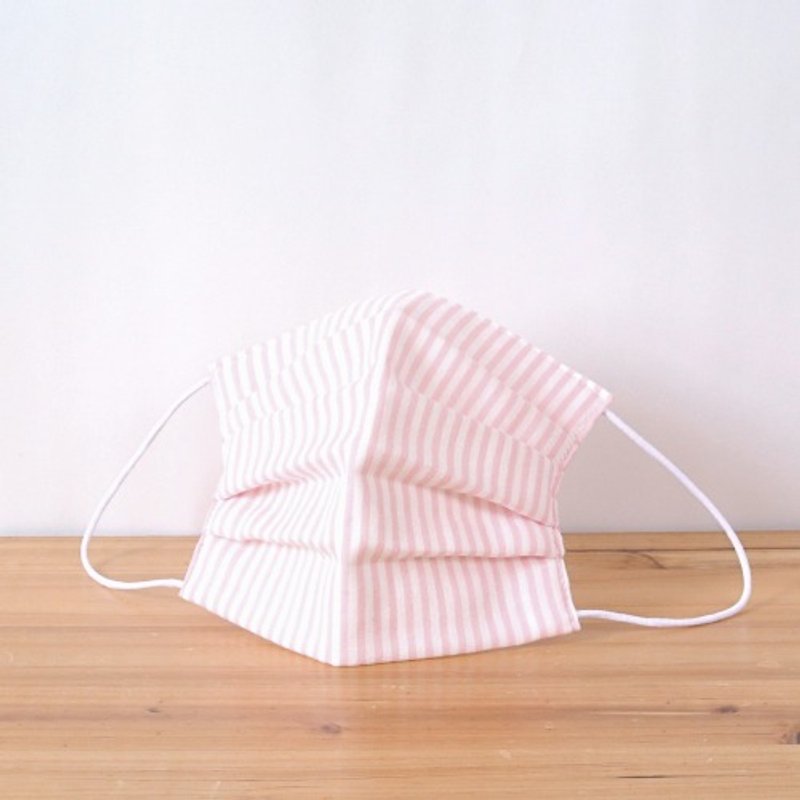 TEMARIYA | handmade mask Stripe Pink | Sensitive skin moisturizing Comfortable - 口罩 - 棉．麻 粉红色