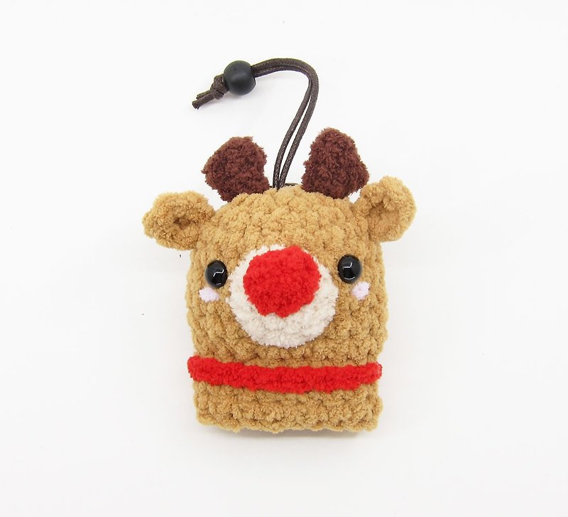 红鼻子麋鹿(小)-麋鹿-钥匙包-钥匙套-圣诞节 - 钥匙链/钥匙包 - 其他人造纤维 咖啡色