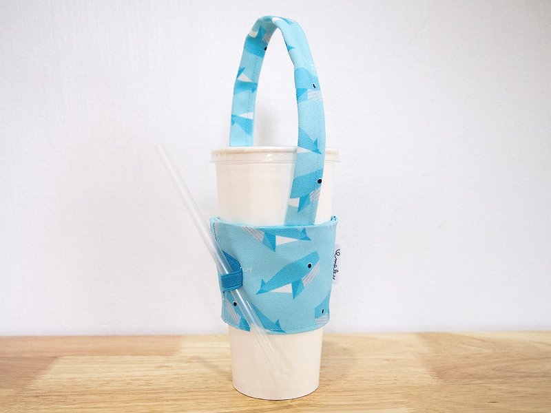 Whale drink bag / Reusable drink holder / 飲料提袋 - 随行杯提袋/水壶袋 - 其他材质 蓝色