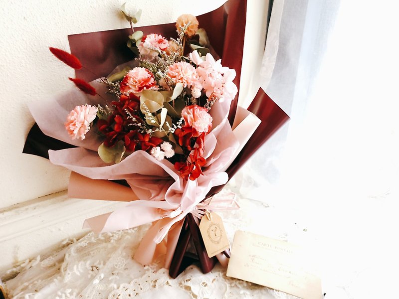 韩式花束/母亲节花束/生日花束/毕业花束/情人节 - 干燥花/捧花 - 植物．花 红色