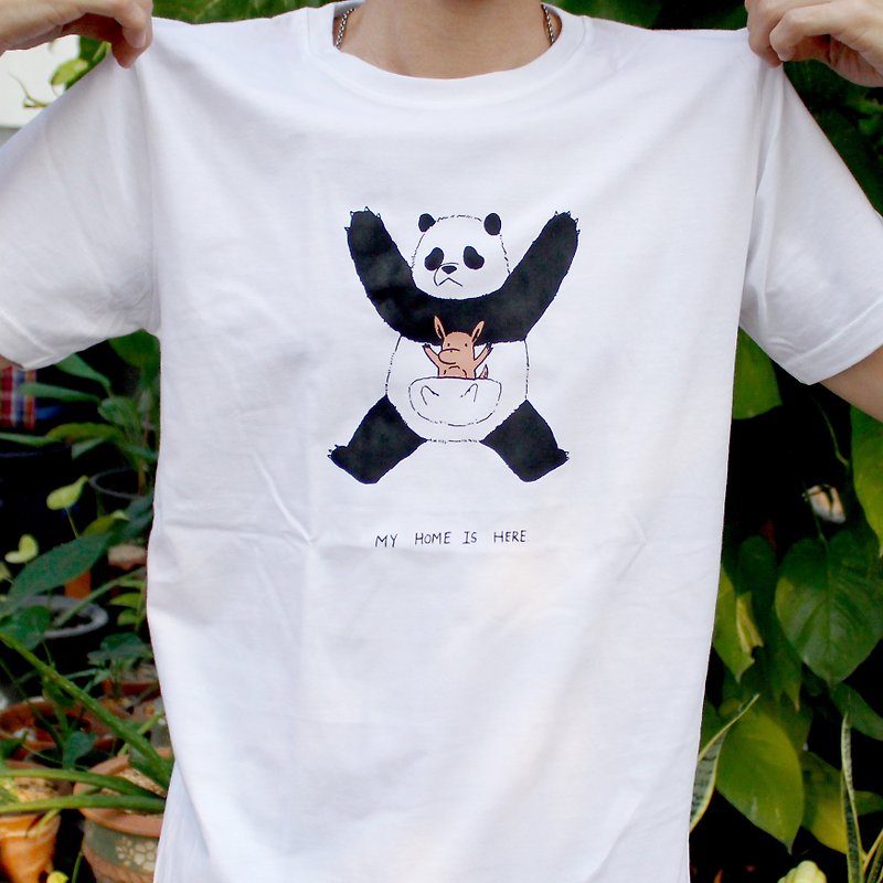 T-shirt Panda Kangaroo - 男装上衣/T 恤 - 棉．麻 白色