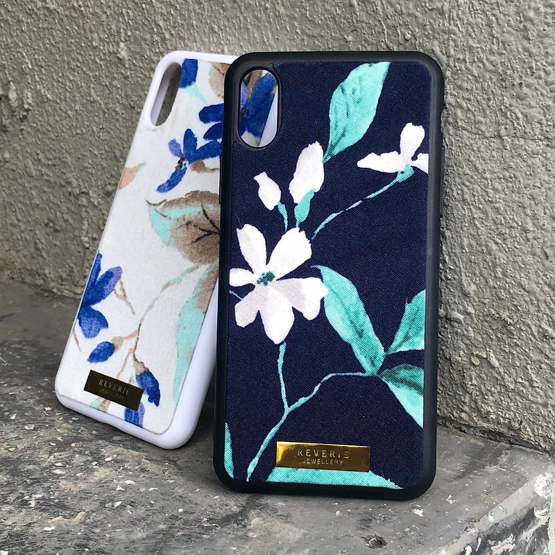 布制Fabric Fabric系列花卉手机殻 - lily - 手机壳/手机套 - 棉．麻 蓝色