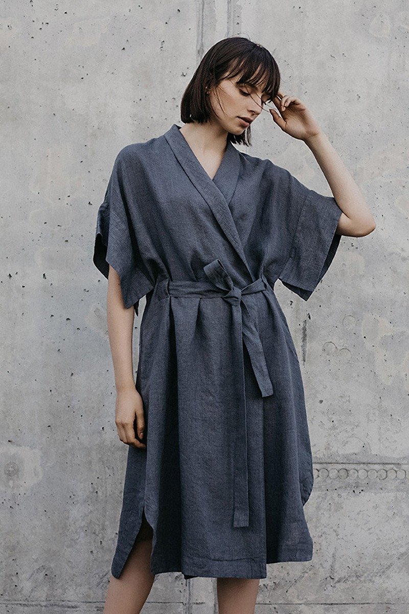 Linen Dress Motumo – 18S3 - 洋装/连衣裙 - 亚麻 