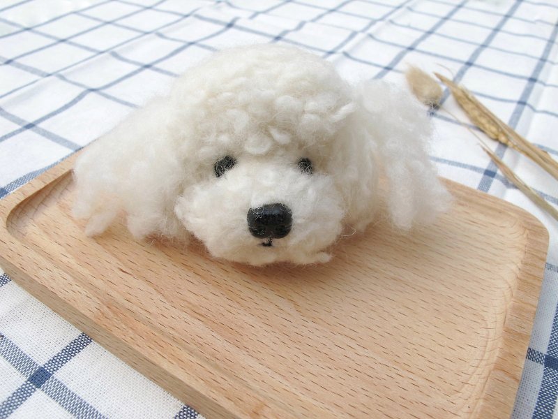 定制化礼物 羊毛毡 狗 贵宾狗 狗头 钥匙圈 拟真 宠物 植毛款 - 其他 - 羊毛 白色