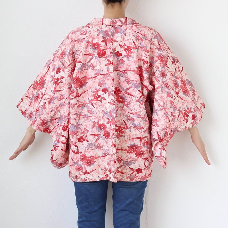 flower kimono, kimono jacket, short kimono, vintage kimono /3870 - 女装休闲/机能外套 - 聚酯纤维 粉红色