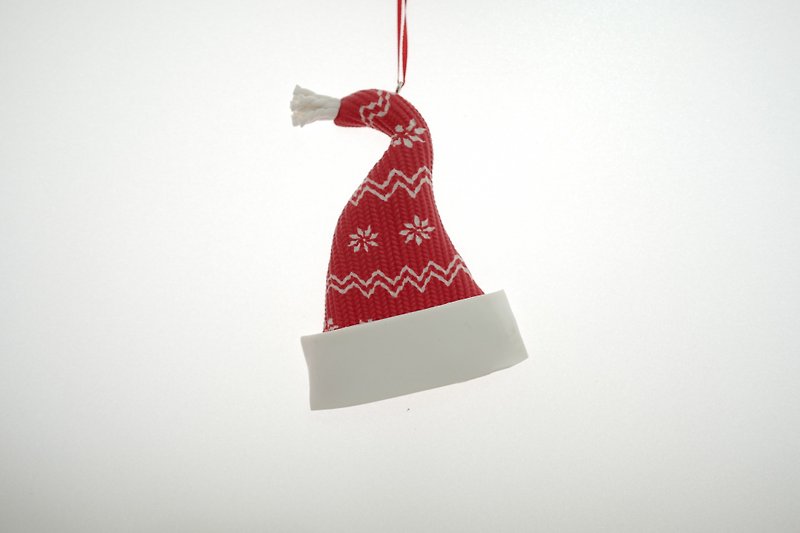 圣诞帽吊饰 - 吊饰 - 陶 红色