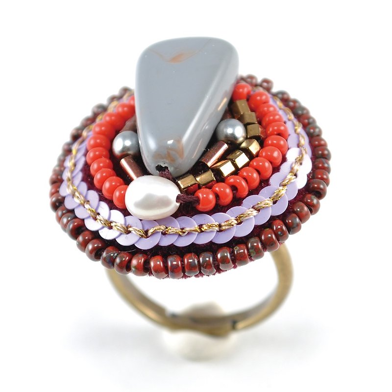戒指 gray statement ring, sparkly ring, gorgeous ring, free ring 9 - 戒指 - 玻璃 灰色