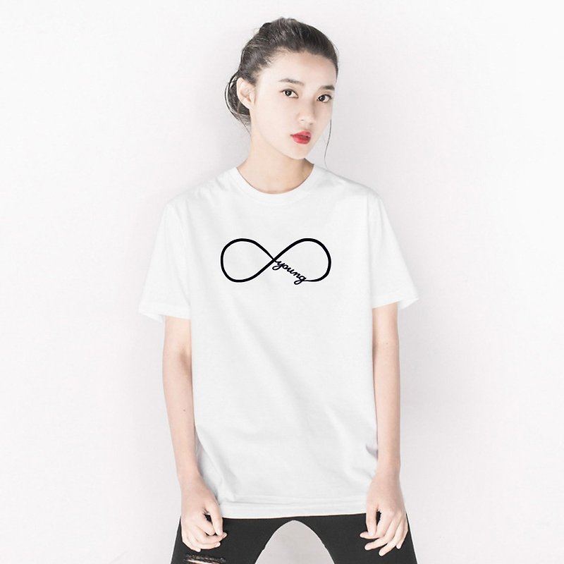 Forever Young infinity #2 男女短袖T恤 白色 永远年轻 文青礼物 - 女装 T 恤 - 棉．麻 白色