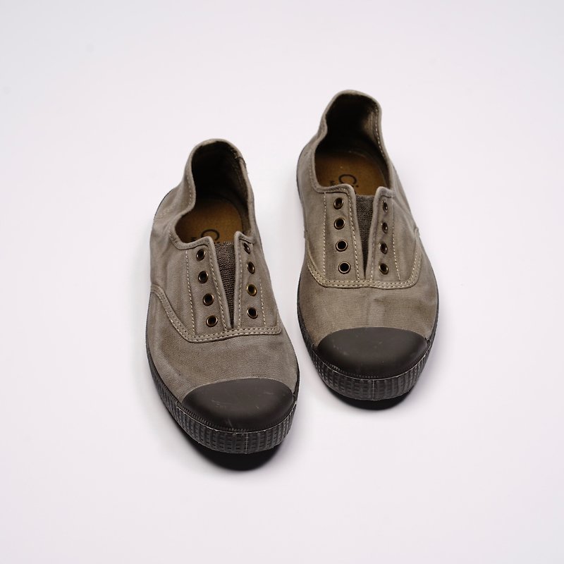 西班牙帆布鞋 CIENTA U70777 34 水泥灰 黑底 洗旧布料 大人 - 女款休闲鞋 - 棉．麻 灰色