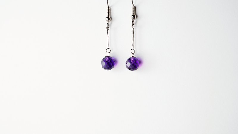 【心愿】  手作 X 天然石耳环 - 耳环/耳夹 - 宝石 紫色