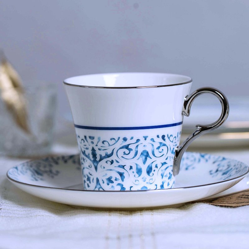 蓝韵白金骨瓷咖啡杯碟 - 咖啡杯/马克杯 - 瓷 